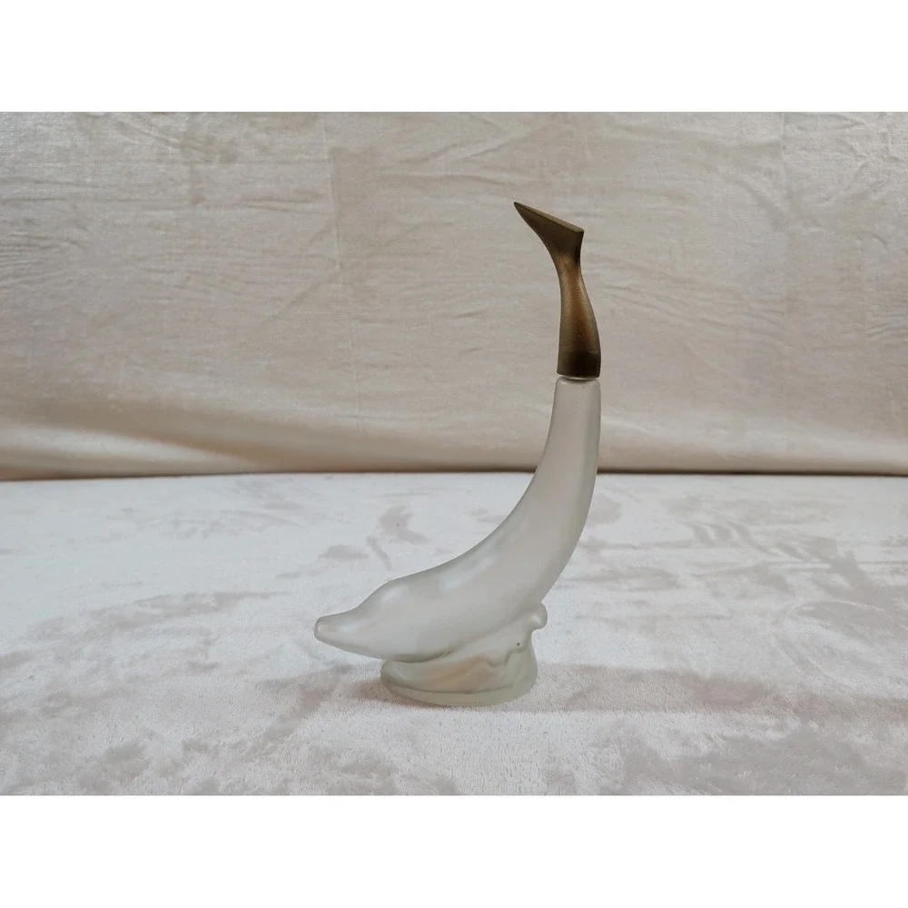Vintage Avon Frosted Glass Dolphin‎ Decanter Skin So Soft Bath Oil Bottle 11